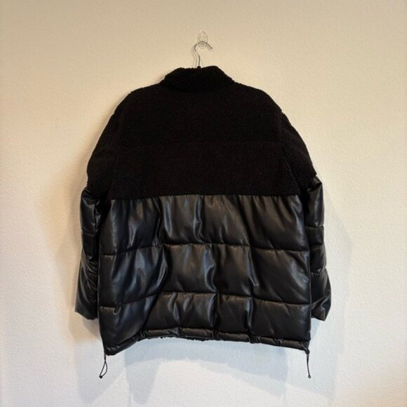 Good American Size 3 Large Faux Leather Cocoon Puffer Jacket - Picture 6 of 9